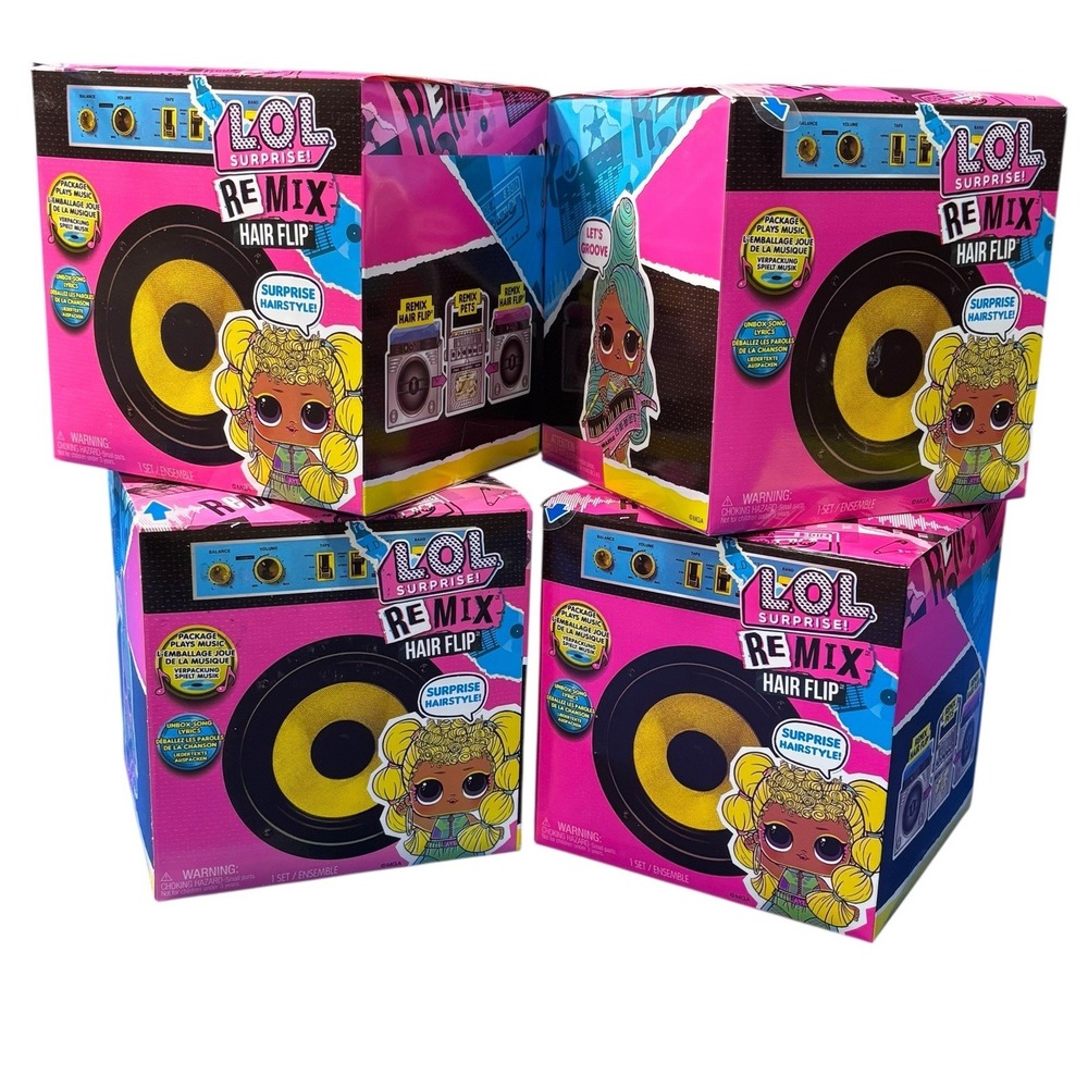 LOL Surprise! Remix Hair Flip Dolls 15 Surprise Hair Reveal & Music Lot of 4 New
